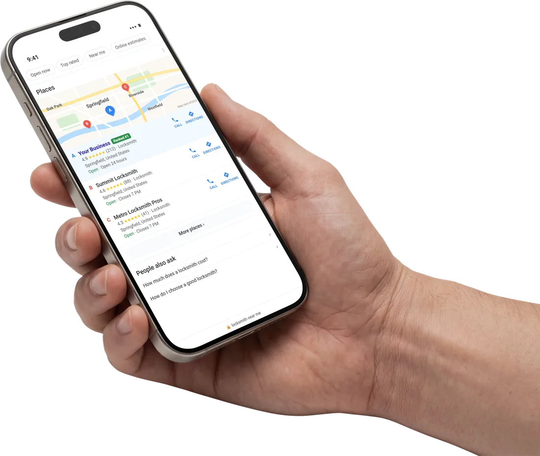 Locksmith seo map pack: your business ranked first in the Google Maps pack for locksmith near me