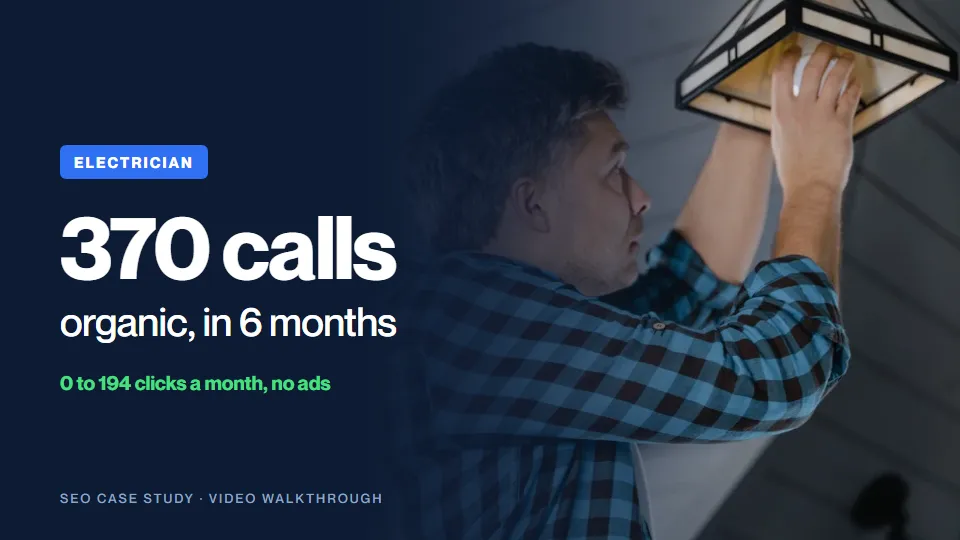 Full service SEO: Case study: electrician, quote requests from search